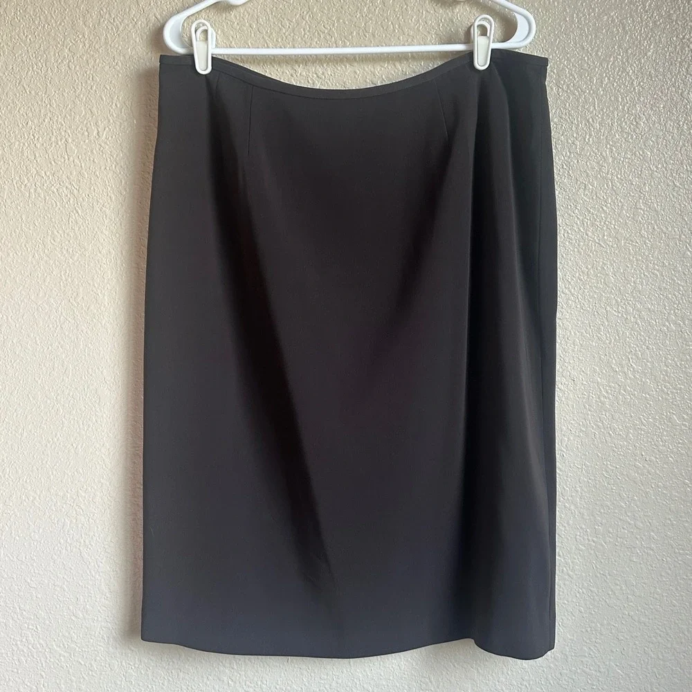 Kasper Brown Tailored Pencil Skirt Mid-Length Professional Office Wear Slit Back
